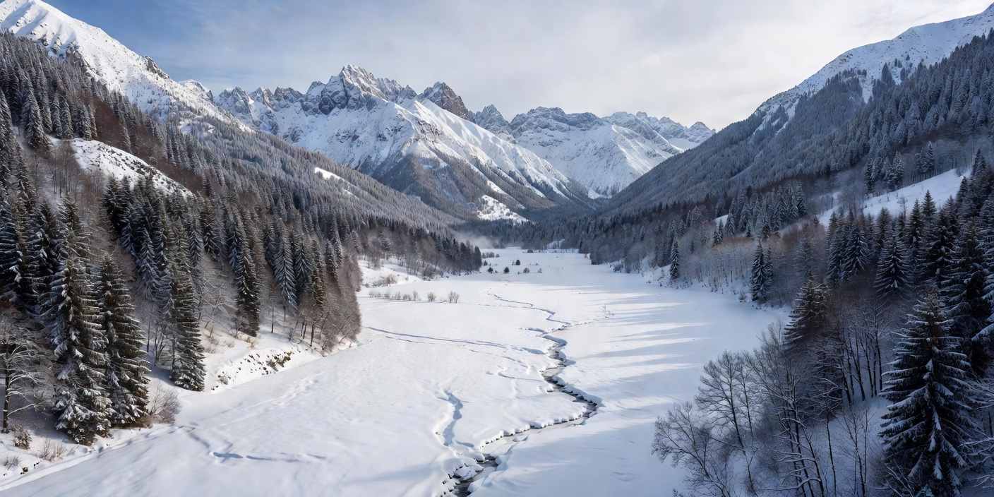 Bansko snowy mountain valley